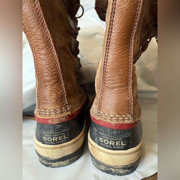 Sorel Joan of Arctic Brown Umber Red Dahlia Snow Boots Fur Size 7 - Picture 7 of 8